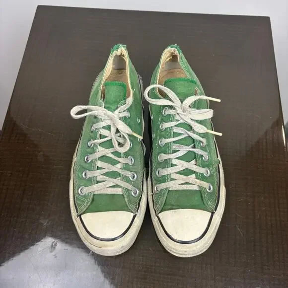 Vintage 80s Converse Low Shoes Sneakers Green Men's Size 6 Distressed